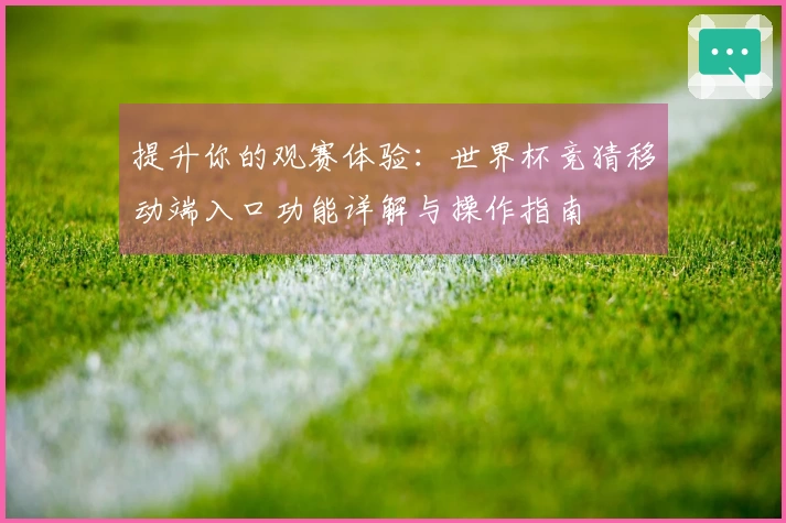 提升你的观赛体验：世界杯竞猜移动端入口功能详解与操作指南